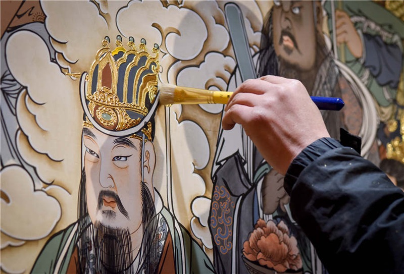 Tempel-Vergolder in Sichuan