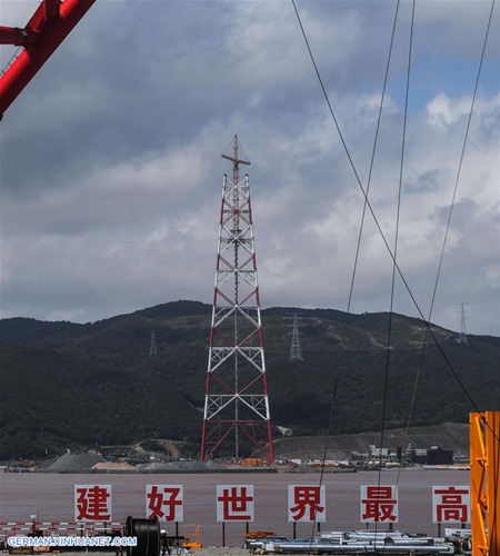 Hochspannungsleitungsprojekt zwischen Zhoushan und Ningbo voraussichtlich Ende Okotober fertiggestellt