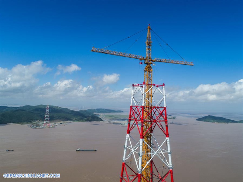 Hochspannungsleitungsprojekt zwischen Zhoushan und Ningbo voraussichtlich Ende Okotober fertiggestellt
